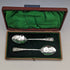 Around 1905 British antique silver plate jam spoon pair in case
